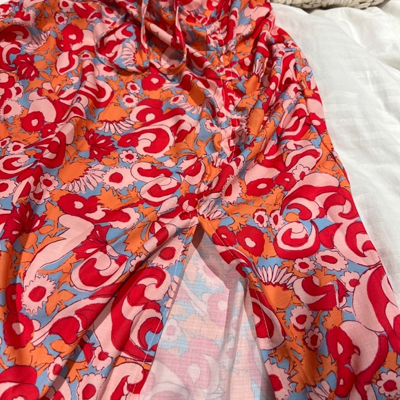 Aveloria Allover Print Cut-waist Ruched Slit Side Dress 2 Piece Sz L - Picture 5 of 7